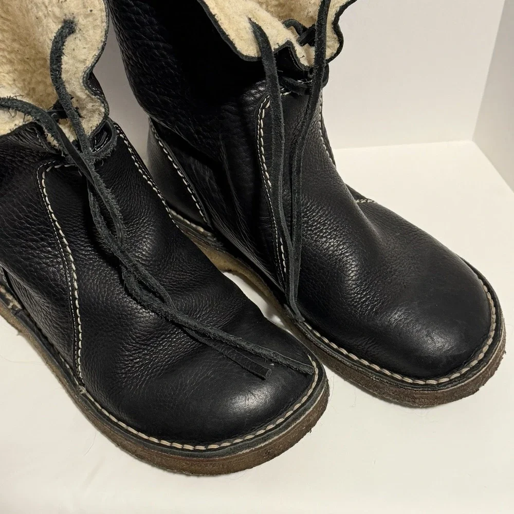Duckfeet Women's 9-9.5‎ Arhus Black Leather Sheep Wool Lining Boots Size 40
